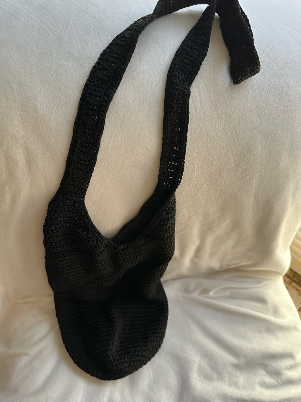Black Crochet Shoulder Bag - Women